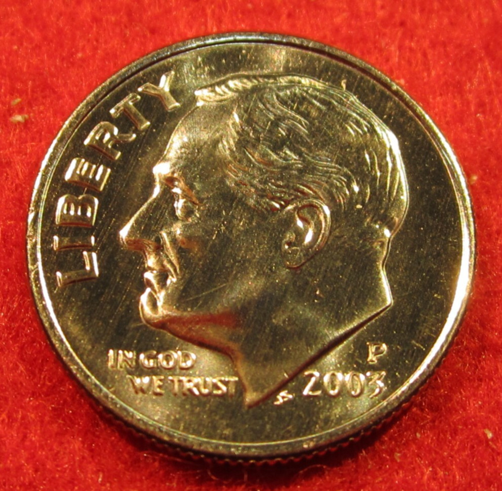 2003 P Roosevelt Dime - FB Full Bands -Uncirculated - Actual Coin I6
