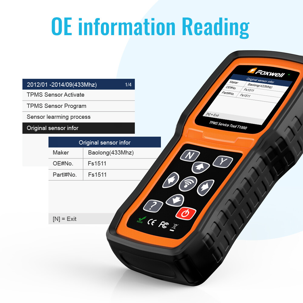 OBD2 TPMS Auto Tire Pressure Sensor Programming Activation Diagnostic Scanner