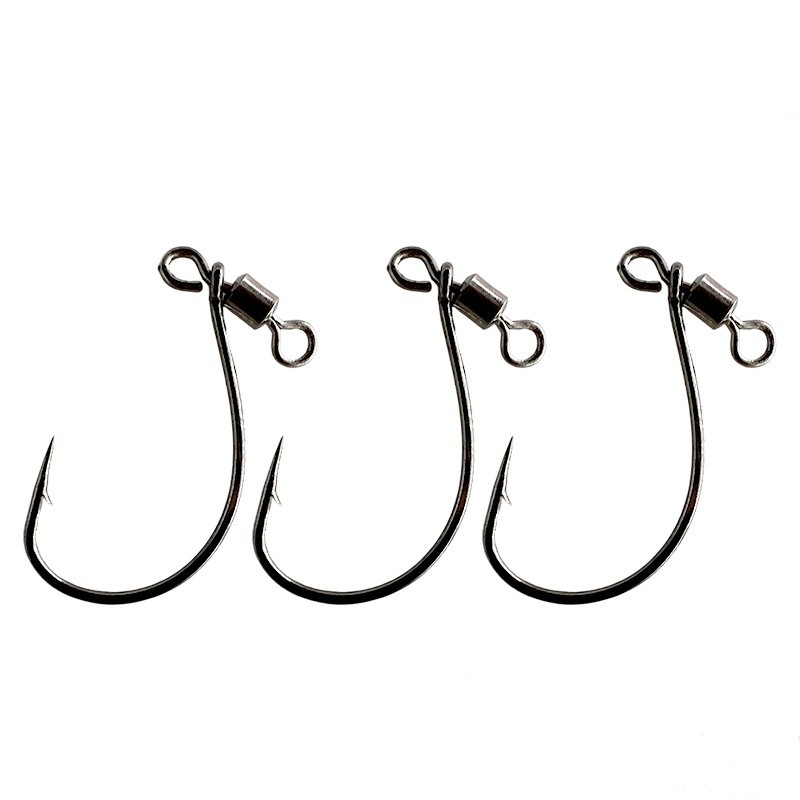 50Pc Drop Shot Hooks with Swivel Soft Lure Hook Worm Hooks for Bass Carp Catfish