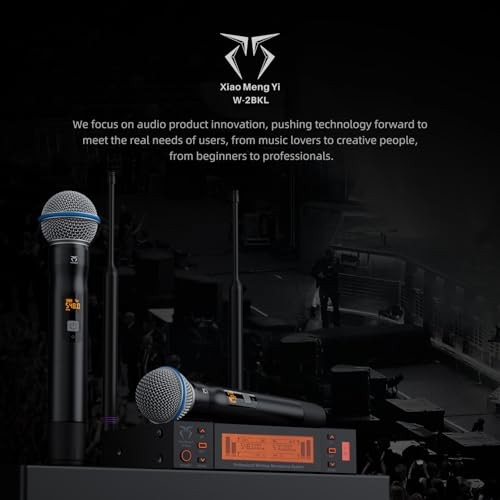 Dual Channel Wireless Microphone System, 2 Handheld Dynamic Mic, 200 UHF