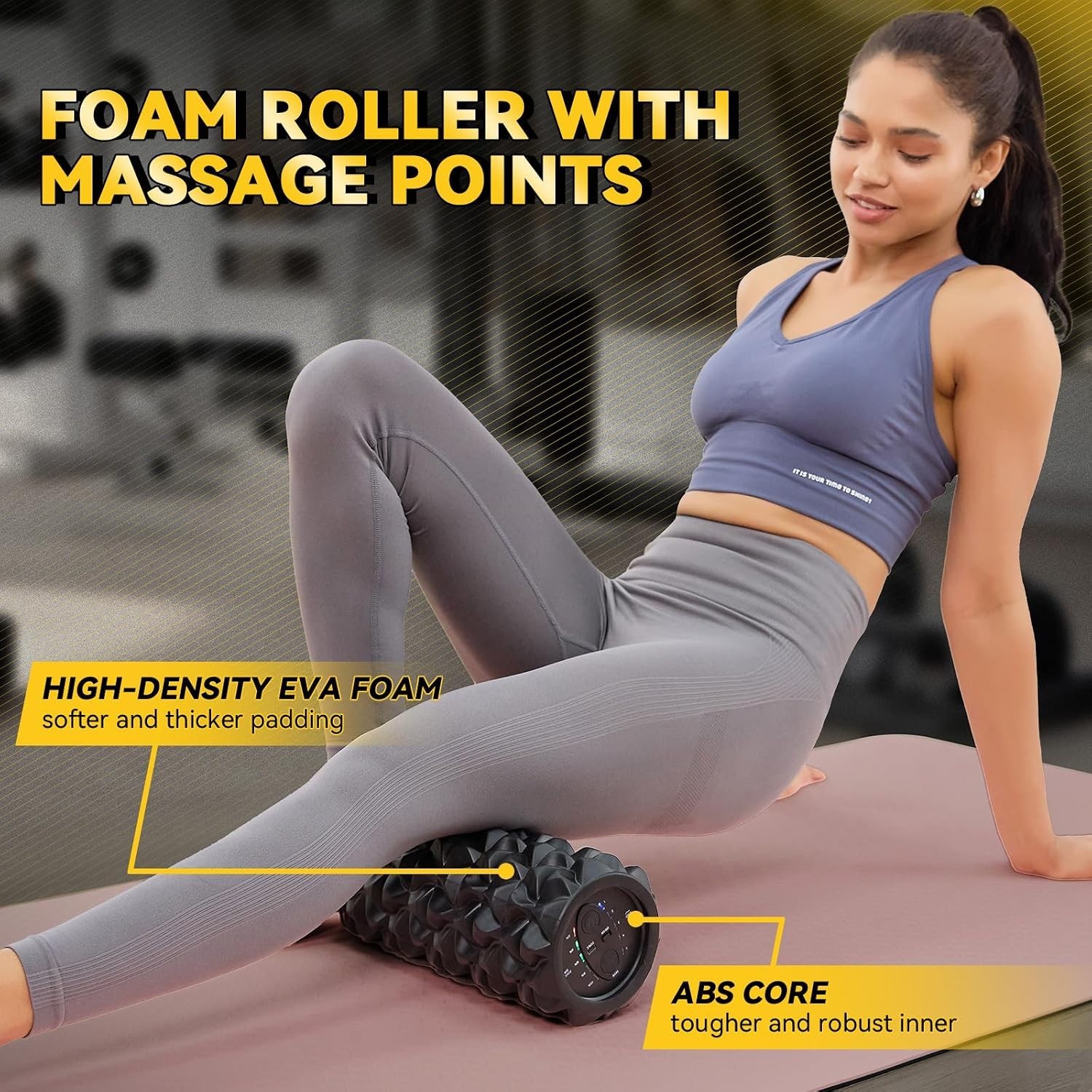 Vibrating Foam Roller 13In Rechargeable Massage Tool Deep Tissue Therapy