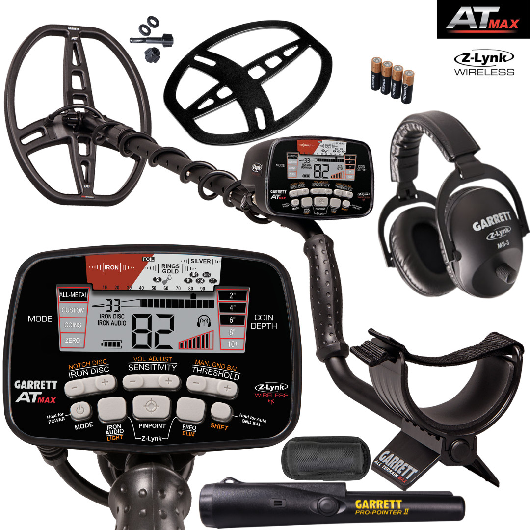 Garrett AT Max Metal Detector Waterproof + Z-Lynk Headphone + Pro Pointer II