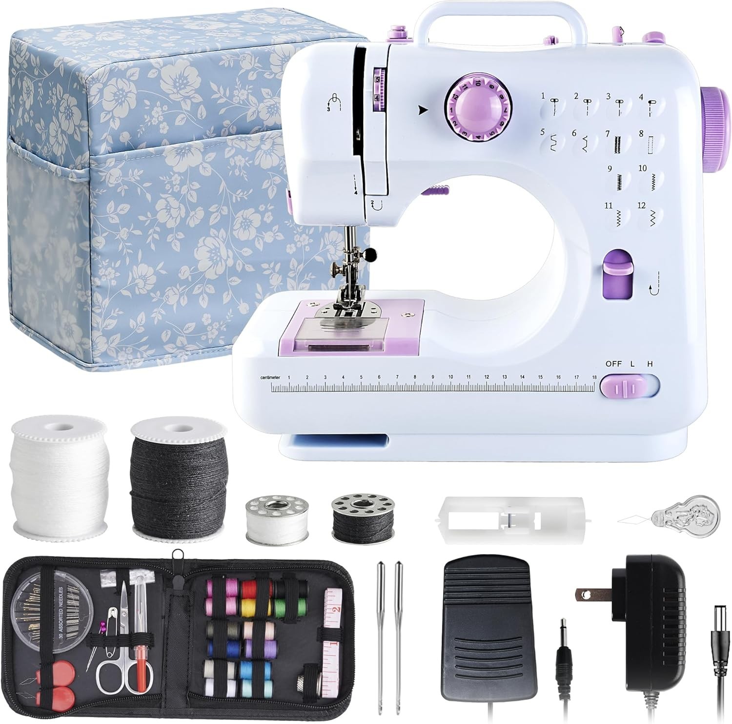 Lightweight 2-Speed Sewing Machine for Beginners & Kids - 12 Stitch Patterns