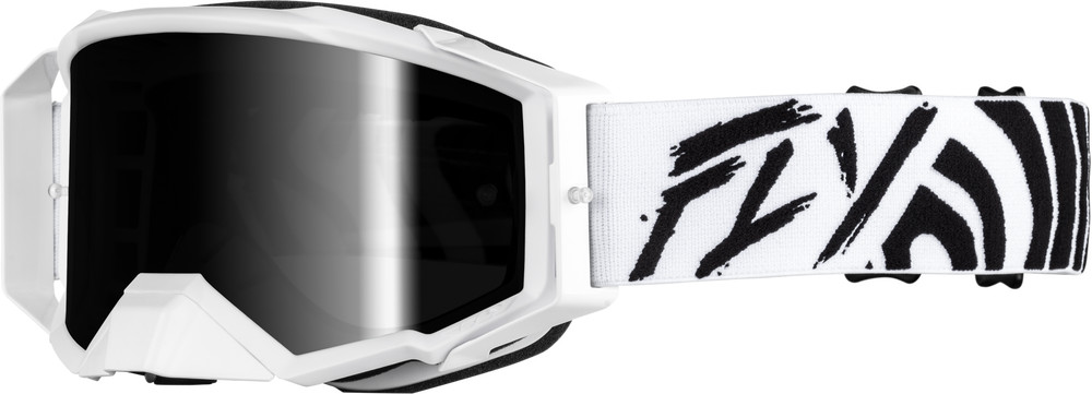 Fly Racing Zone Elite Goggles MX Black/White w/ Black Mirror/Smoke Lens