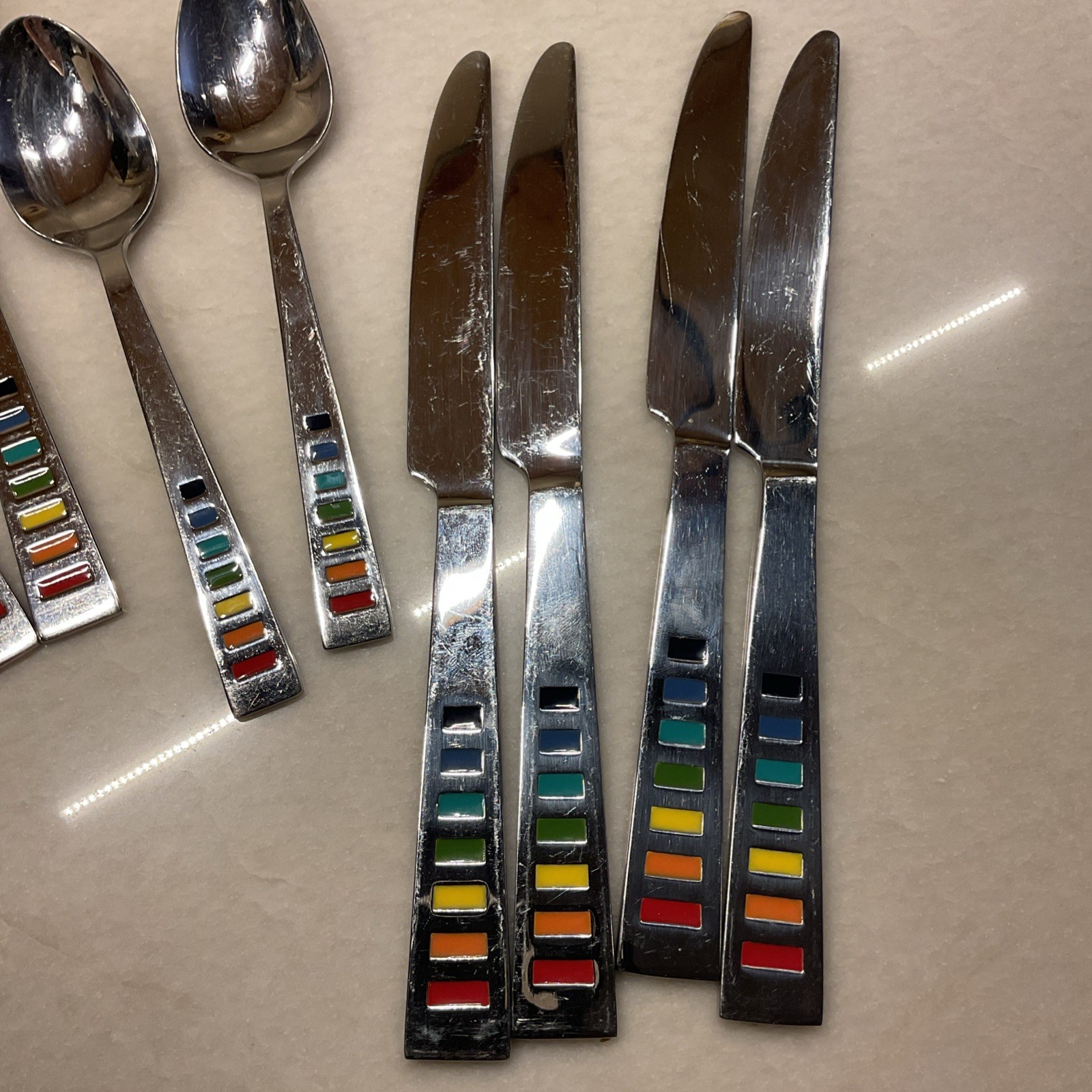 Fiesta Celebration Cambridge Masquerade Rainbow Flatware 17 Pieces Scratches
