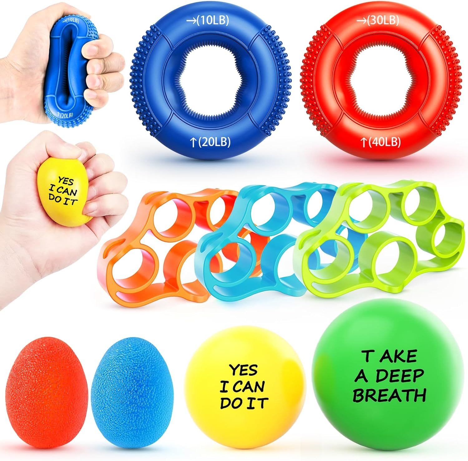 FitBeast Grip Strength Trainer Kit, 9-Piece Hand Strengthening Devices with 3 Fi