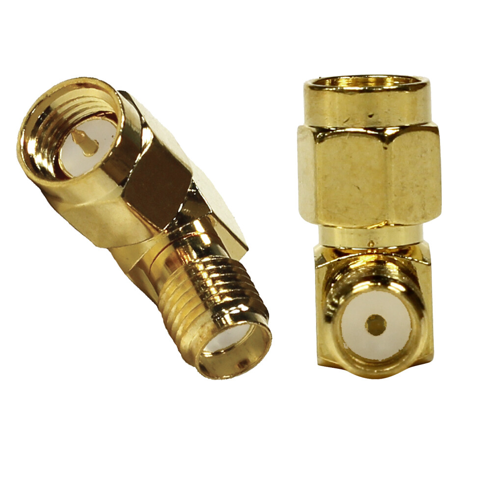 Seismic Audio 6 Pack of Gold Coax SMA Male to Right Angle Female Cable Adapters
