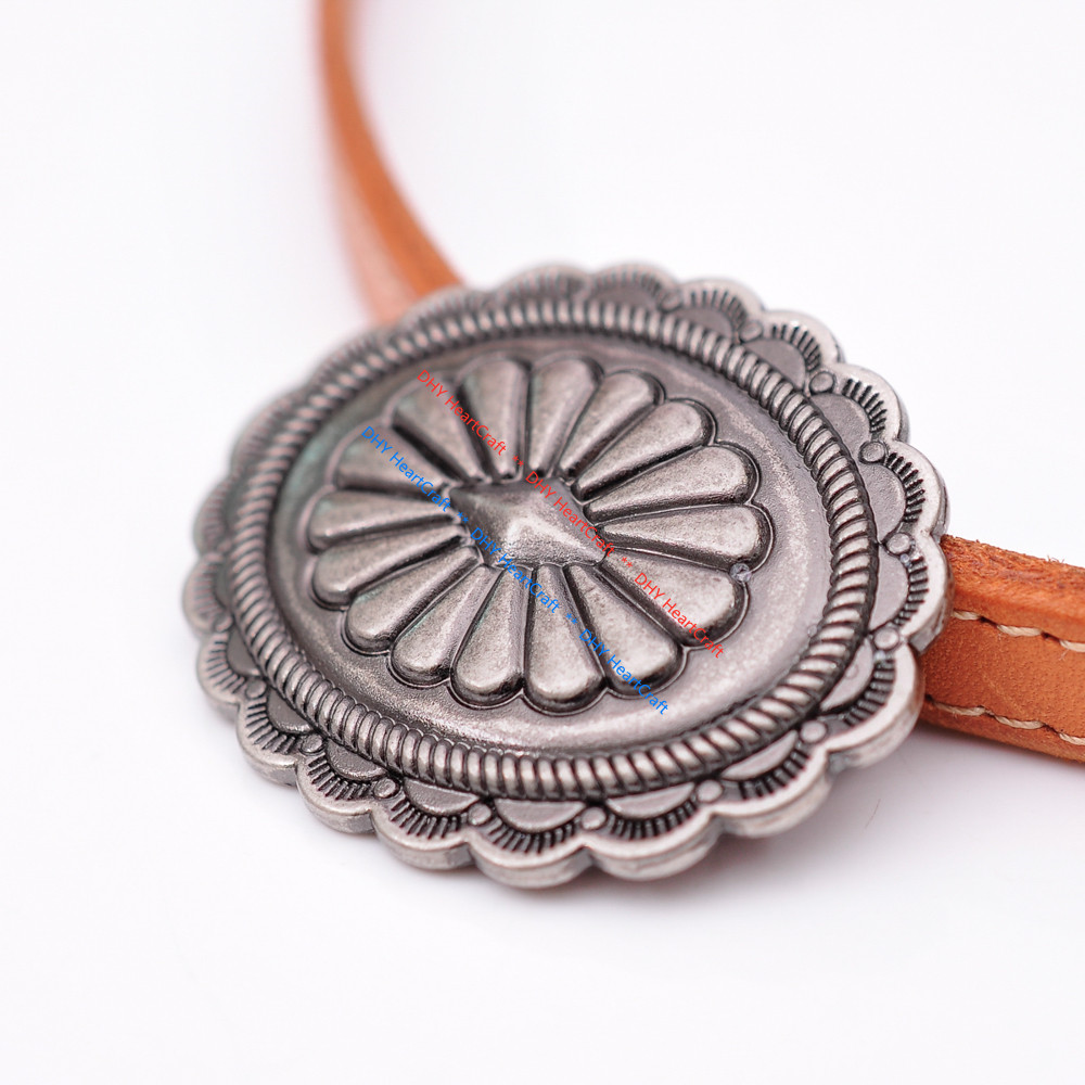 6X Antique Silver Tribal Ancient Flower Conchos For Belt Leathercraft 49*38mm