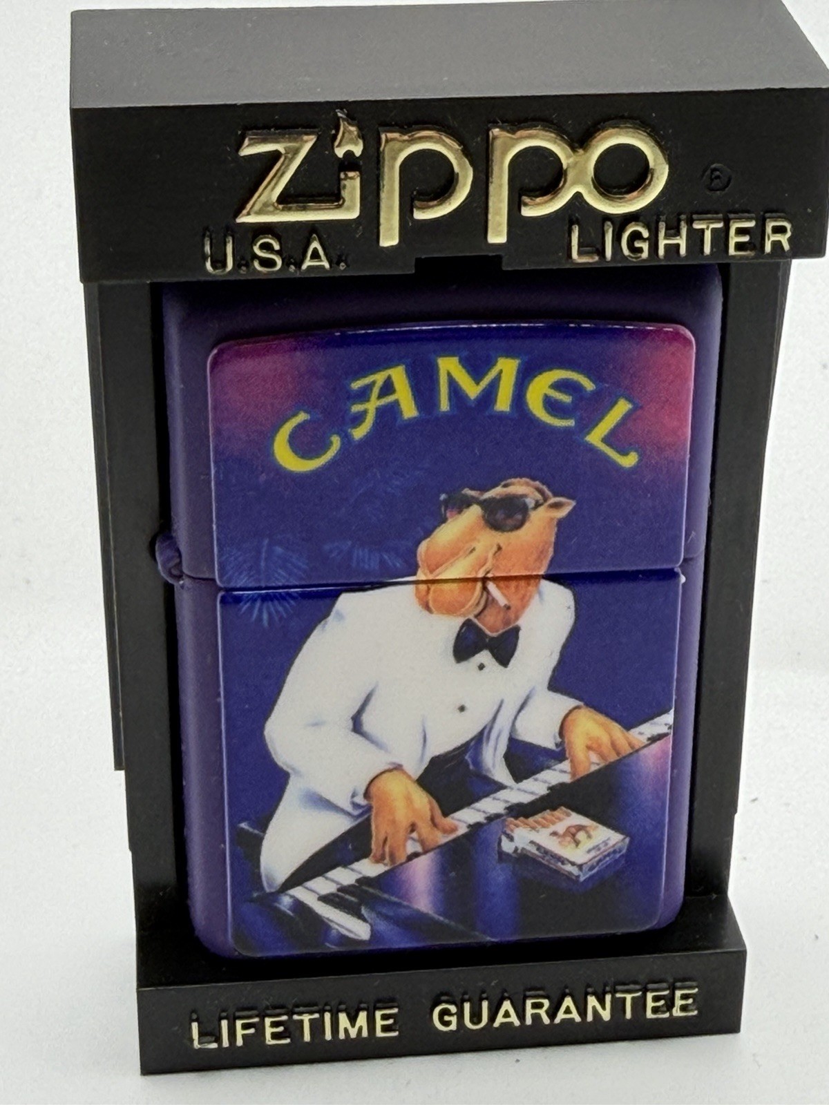 Vintage Camel Piano Player Purple Matte Zippo Lighter NEW B34