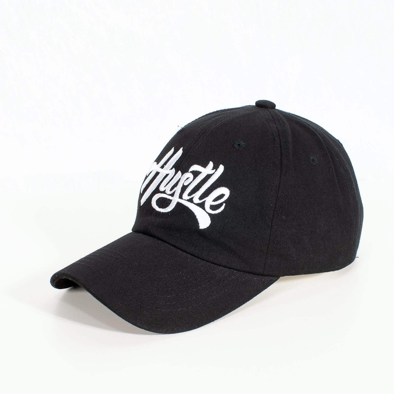HUSTLE HARD (strapback cap) - dad baseball polo cotton hat- Black White Grey Red