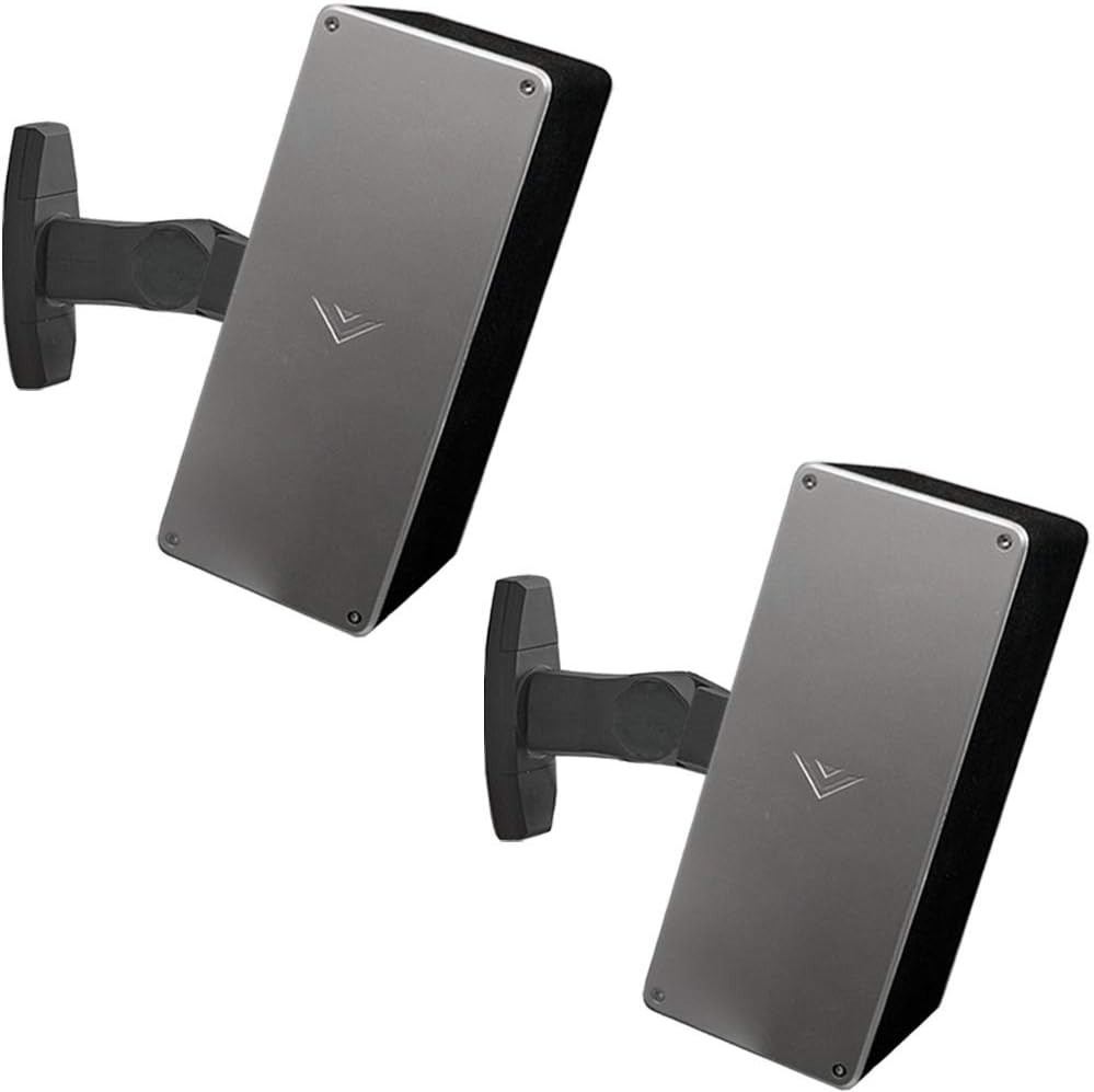 Adjustable Speaker Wall/Ceiling Mount Pair - Tool-Free Installation - Black