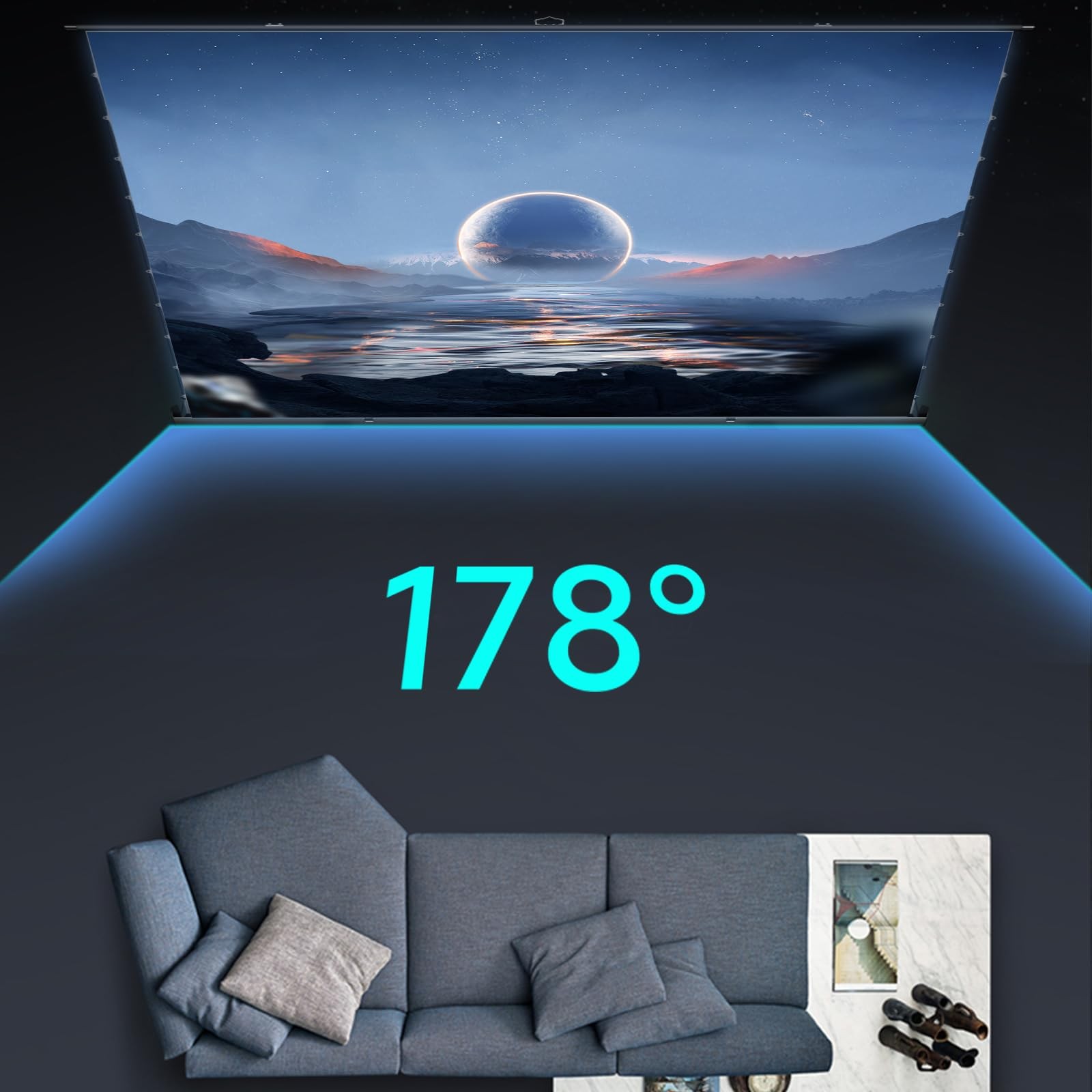 Tab-Tension Portable ALR Manual Pull Up Projector Screen,Outdoor Projector Sc...