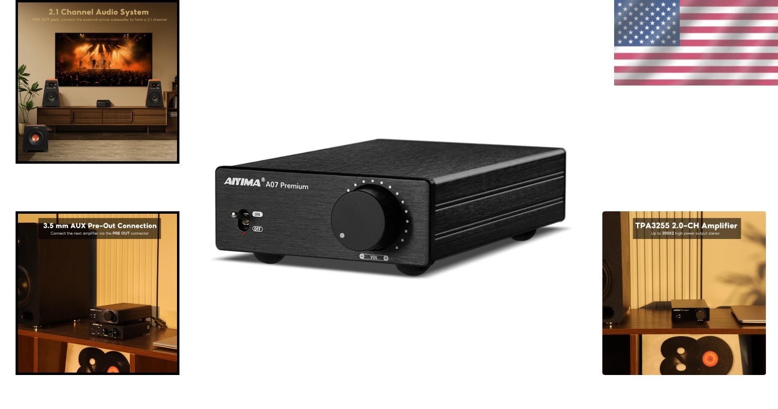HiFi Class D Amp 300Wx2 Stereo Amplifier with Pre-Out