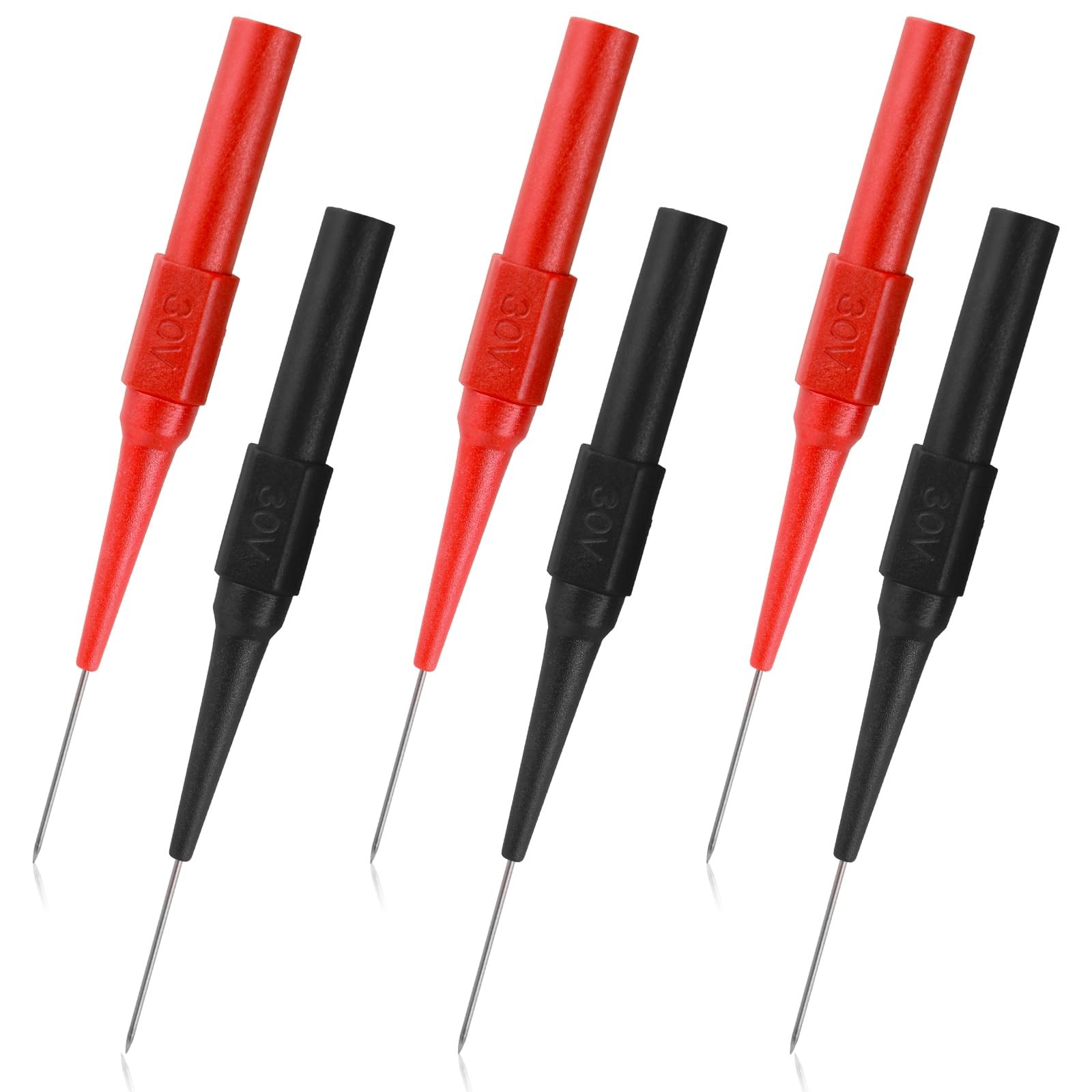 6 PCS 0.7 mm Stainless Steel Back Probe Pins Kit, Non-Destructive black red