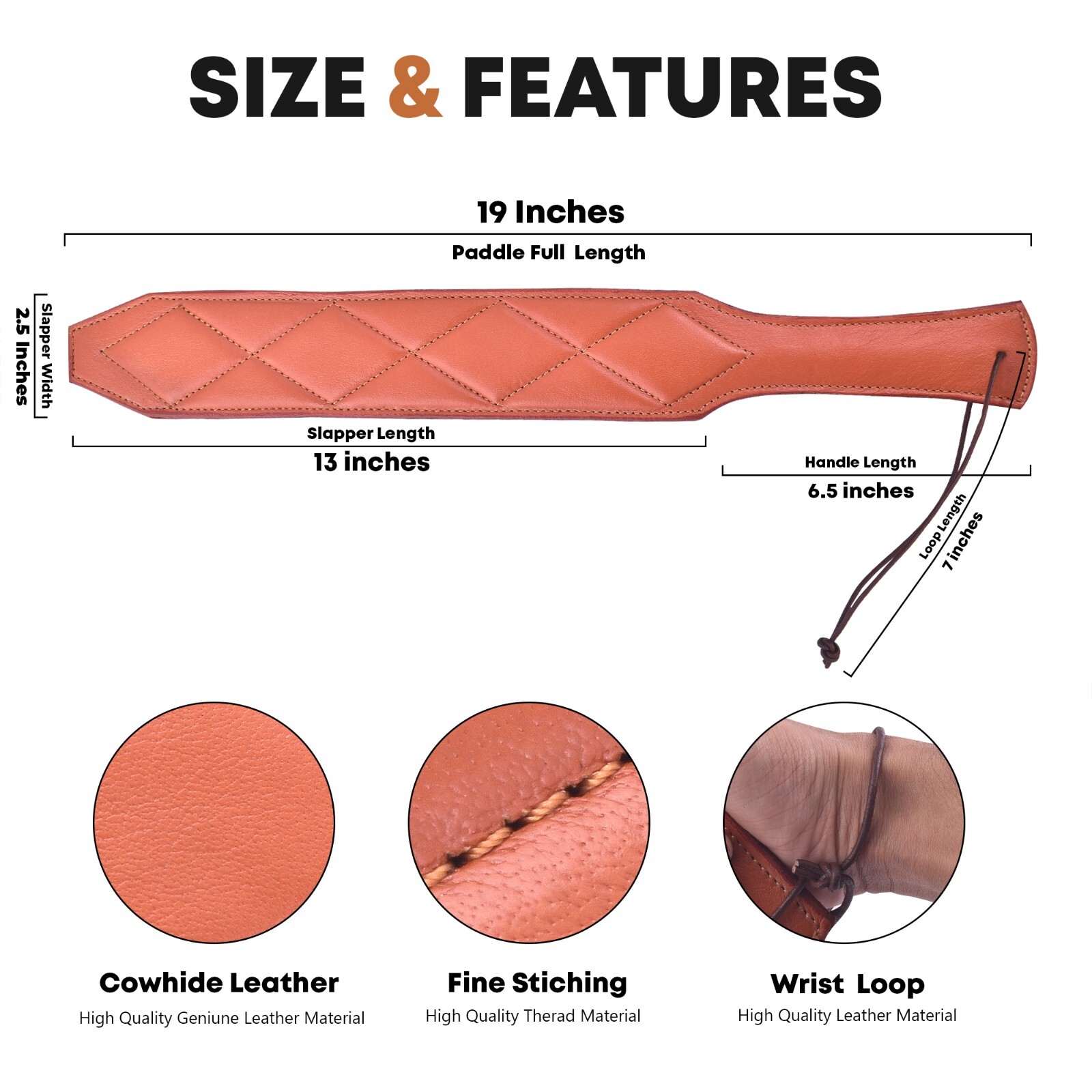 Genuine Cowhide Leather Paddle Handmade Slapper Bdsm Thick Spanking Paddles Crop