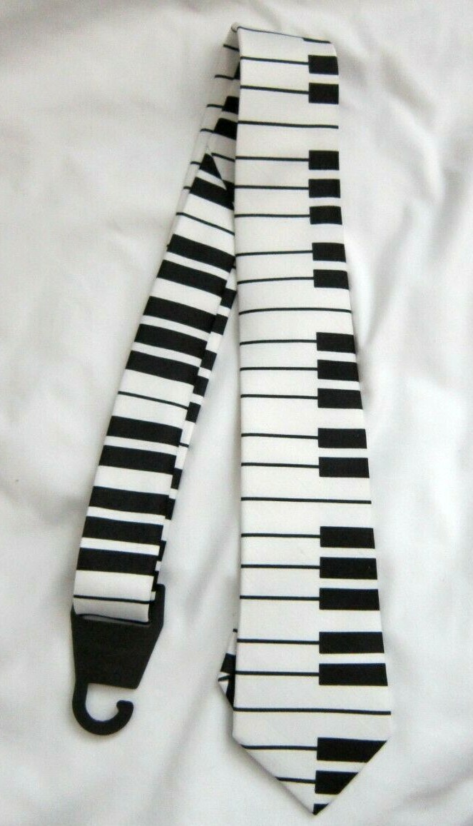 White Musical Piano Keyboard Unisex Men's Tie Necktie 57" L x 3" W-Brand New!