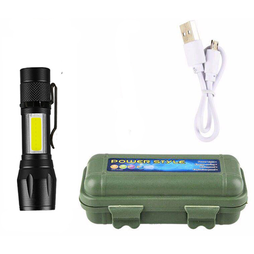 2 Pack Tactical LED Flashlight USB Rechargeable 3Modes Light Zoomable Lamp Torch