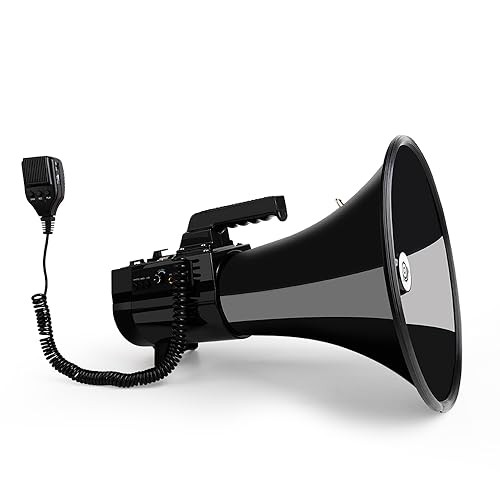 Megaphone 75 Watt Siren Bullhorn - Bullhorn Speaker w/Detachable Black