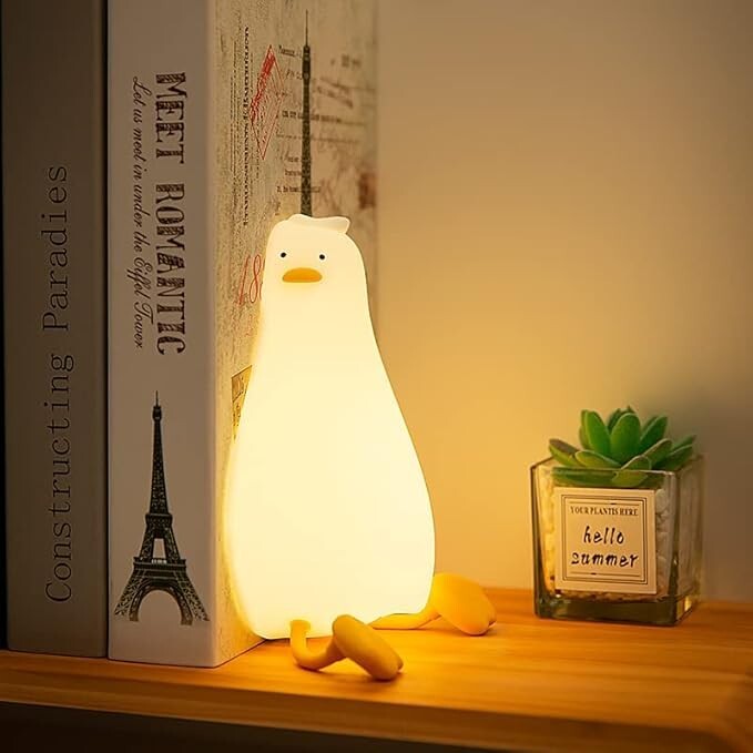 Buwect Lying Flat Duck Sleep Lamp, 3 Level Dimmable Nursery Nightlight, LED Lamp