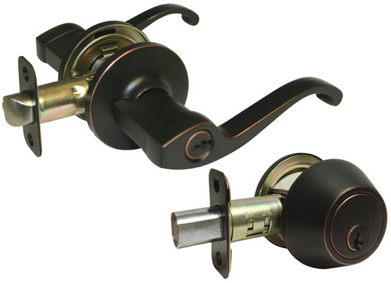 Entrance Keyed Entry Oil Rubbed Bronze lever Deadbolt Combo Door Handle Lock