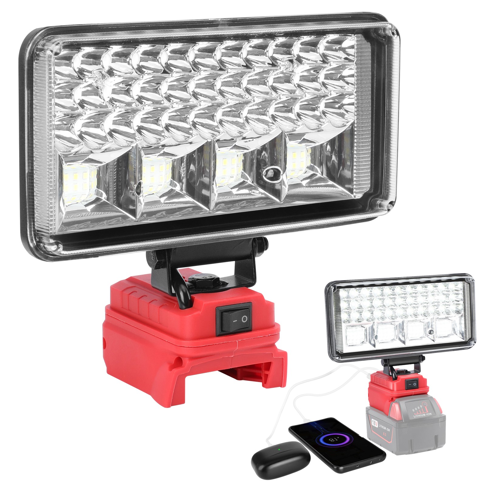 Wireless LED Work Light for Milwaukee M18 18V Battery w/USB Cordless Outdoor