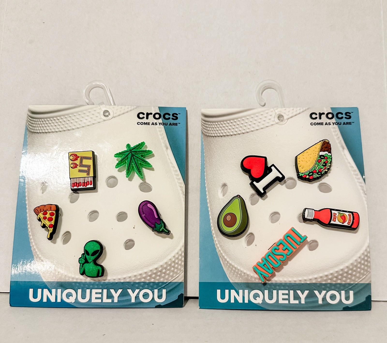 Lot If 2 Crocs Jibbitz 5-Pack Alien Super Chill & Taco Tuesday Shoe Charms Crocs
