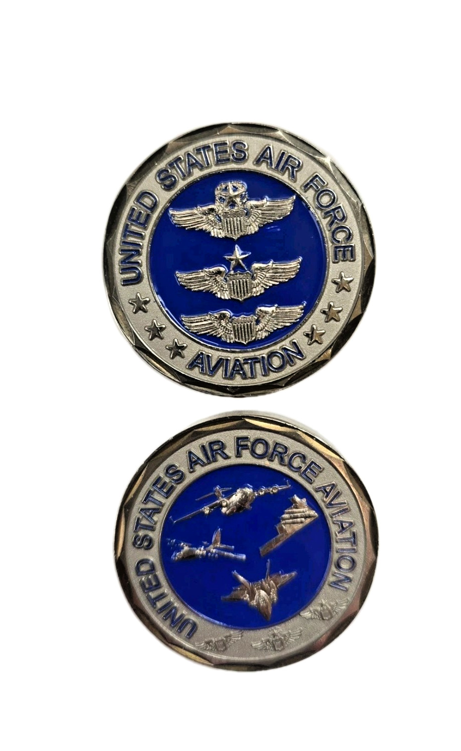 United States Air Force Aviation Challenge Coin 1.5 inch Silver and Blue
