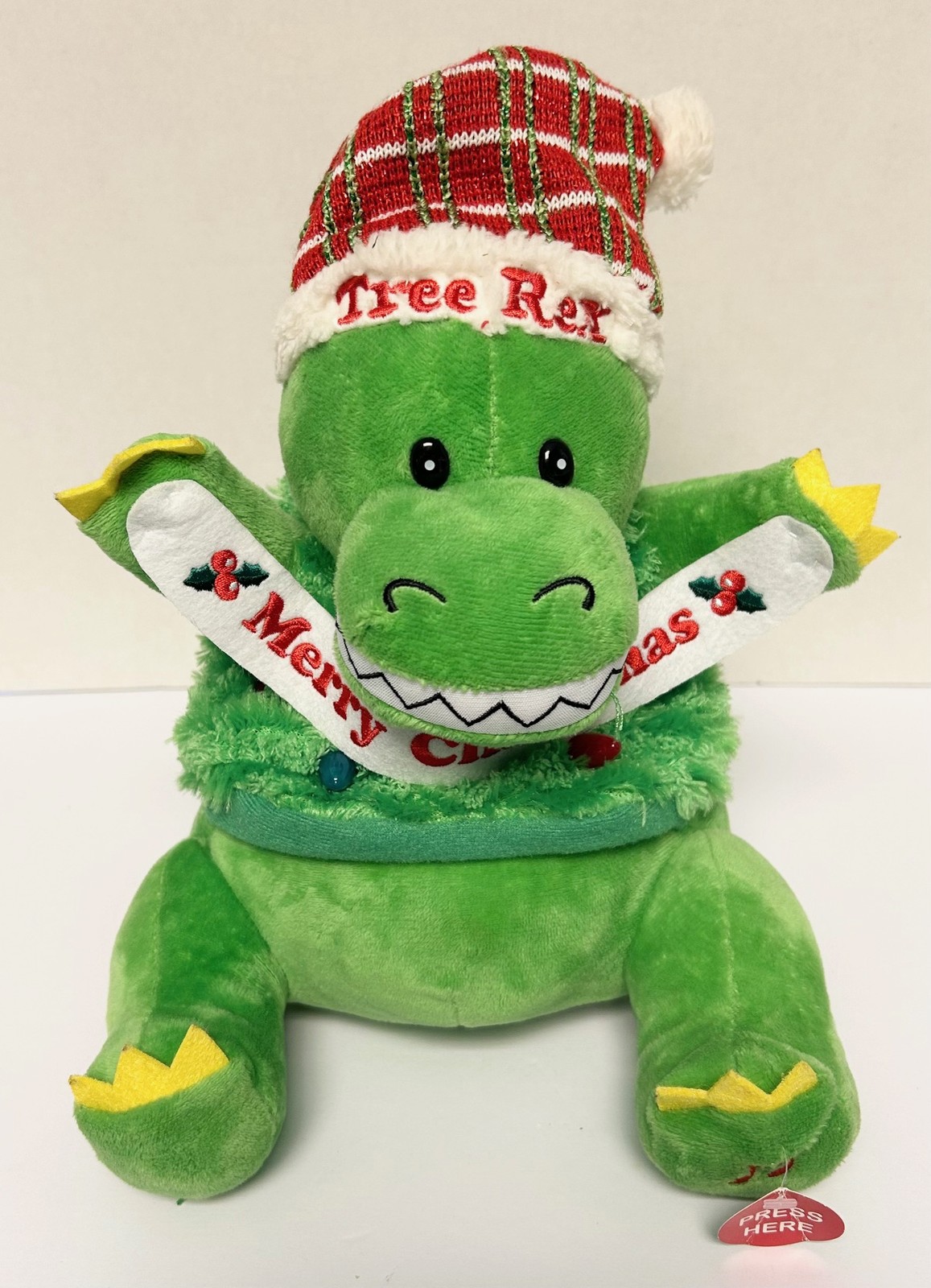Cuddle Barn TREE REX Christmas Singing Animated Dinosaur With Lights Plush