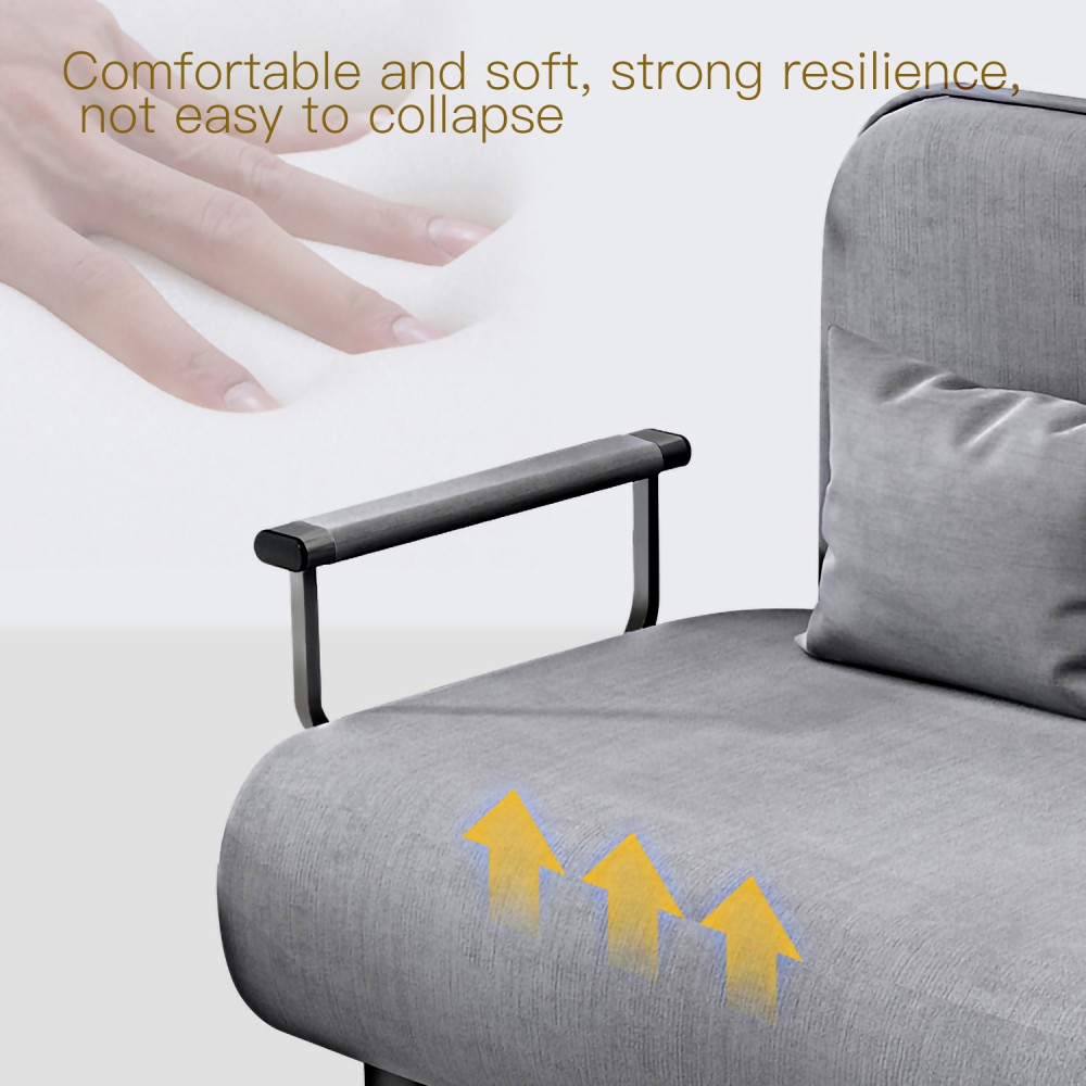 Folding Sofa Chair with Small Pillow Linen Fabric Multi-Purpose