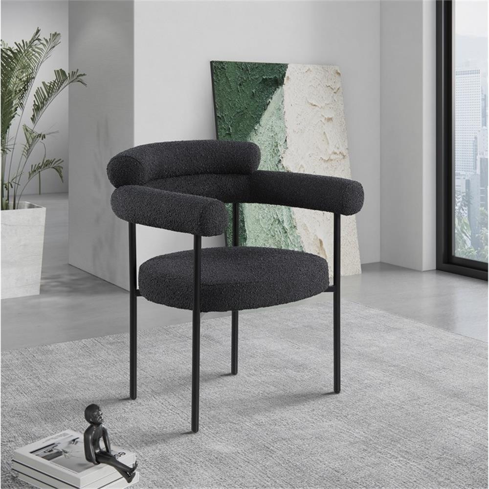 Meridian Furniture Blake Black Boucle Fabric Dining Chair Set of 2