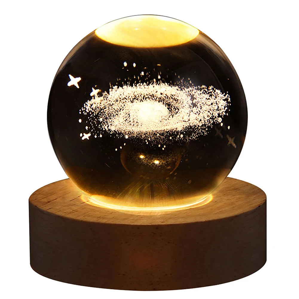Galaxy Astronaut 3D Moon Lamp - USB Crystal Ball Night Light for Kids