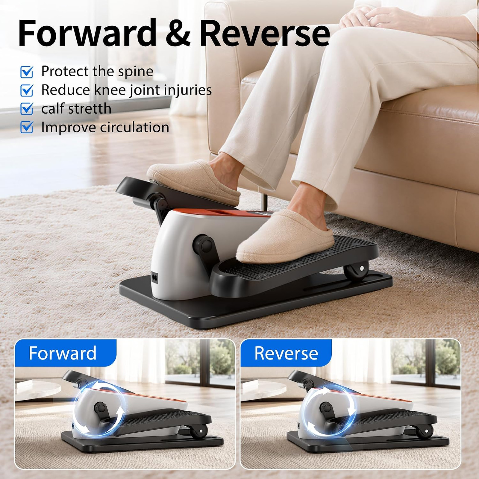 Under Desk Elliptical Machine, Portable Quiet Seated Pedal Exerciser with LCD