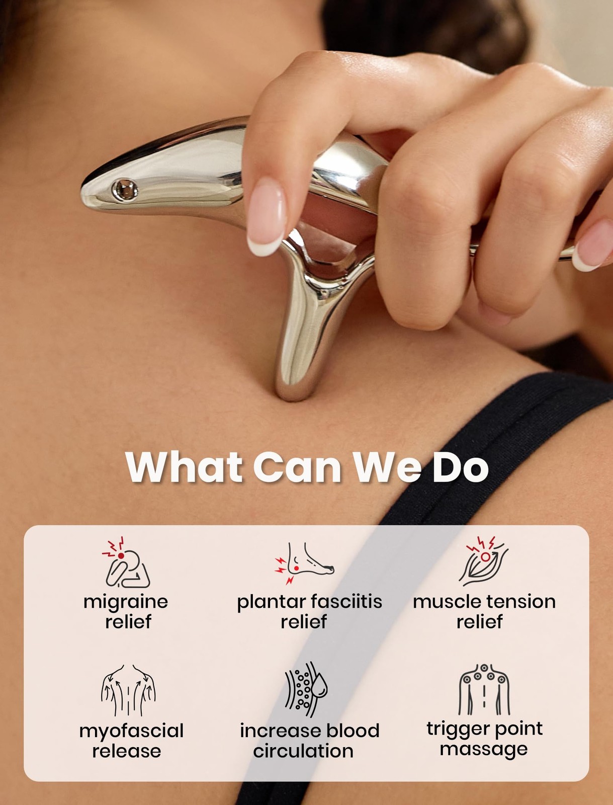 lifechill Trigger Point Massage Tool for Pain Relief Deep Tissue & 1, Silver