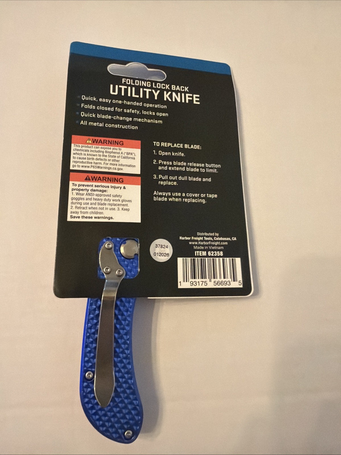 Gordon Utility Knife : Metal with Replaceable Folding Lock Back Blade : New