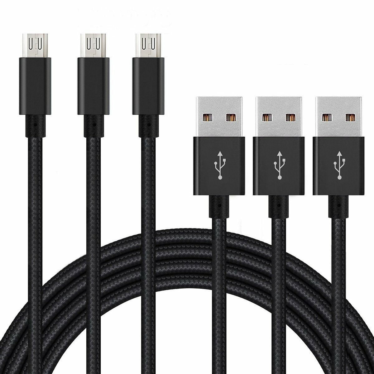 3x 10 FT Cable Cord Charger Wire Usb Smartphone Tablets For Android Phones