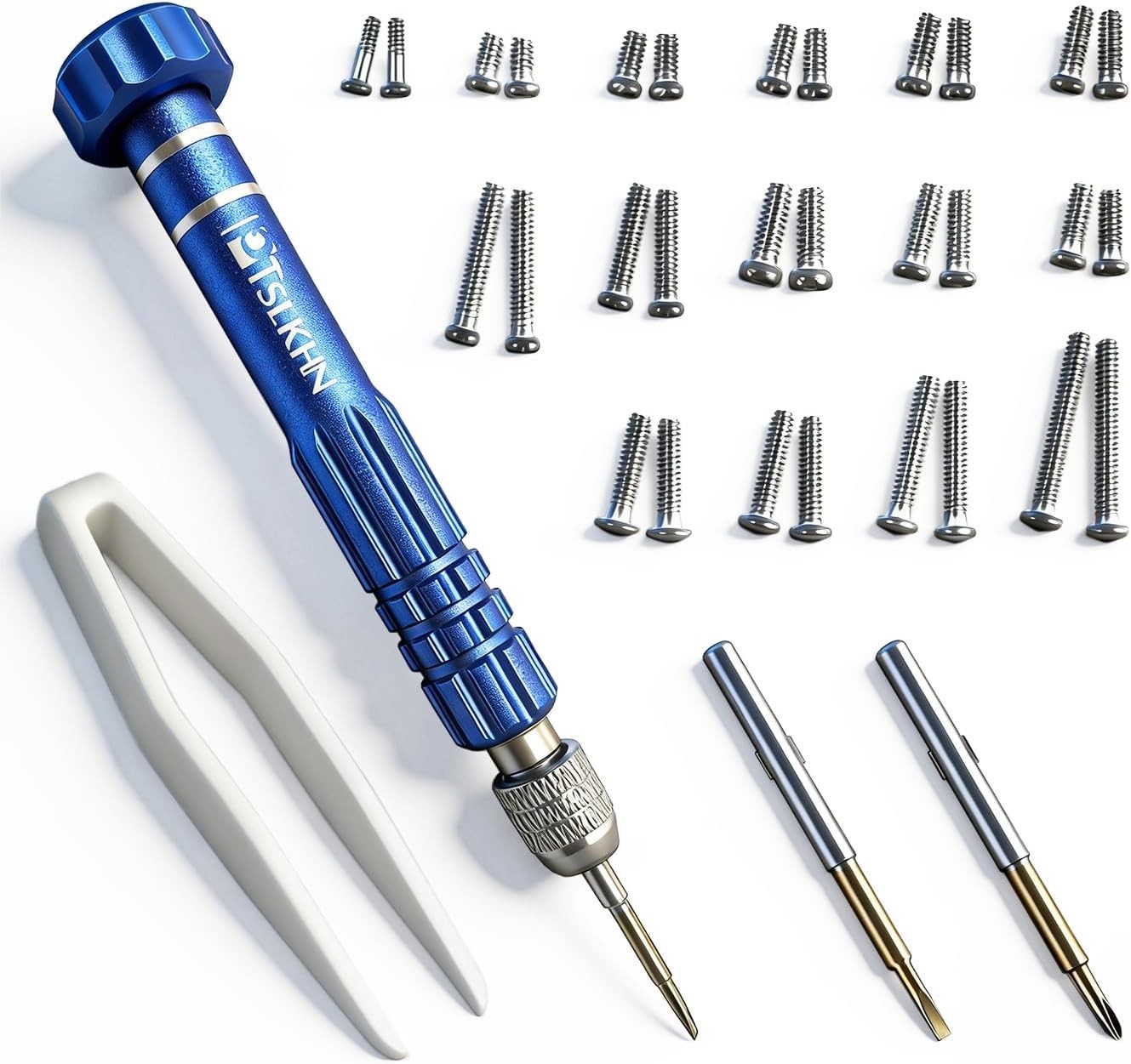 PTSLKHN Eye Glass Repairing Kit, S2 Steel Screwdriver with 15 Types of Screws,