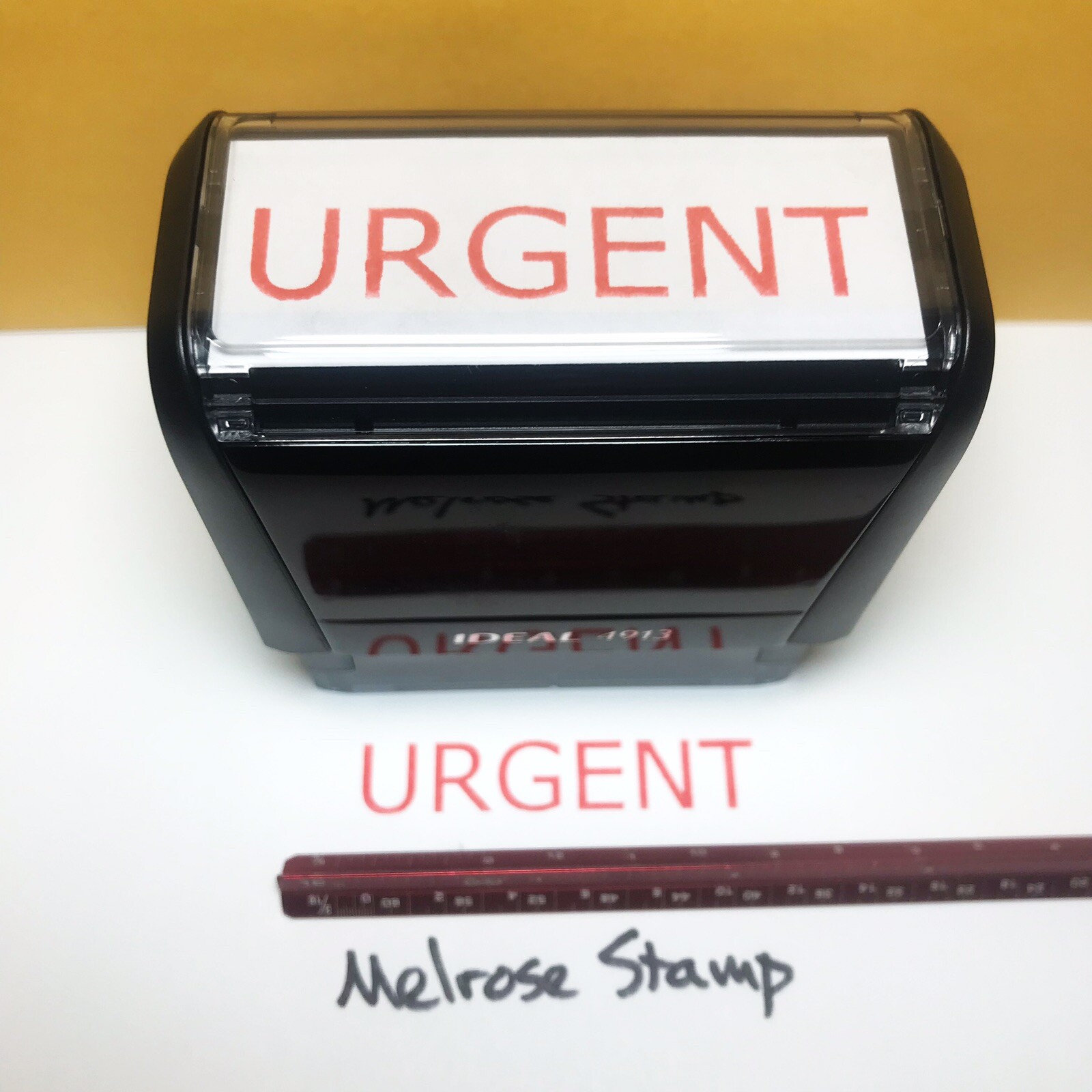 Urgent Rubber Stamp Red Ink Self Inking Ideal 4913