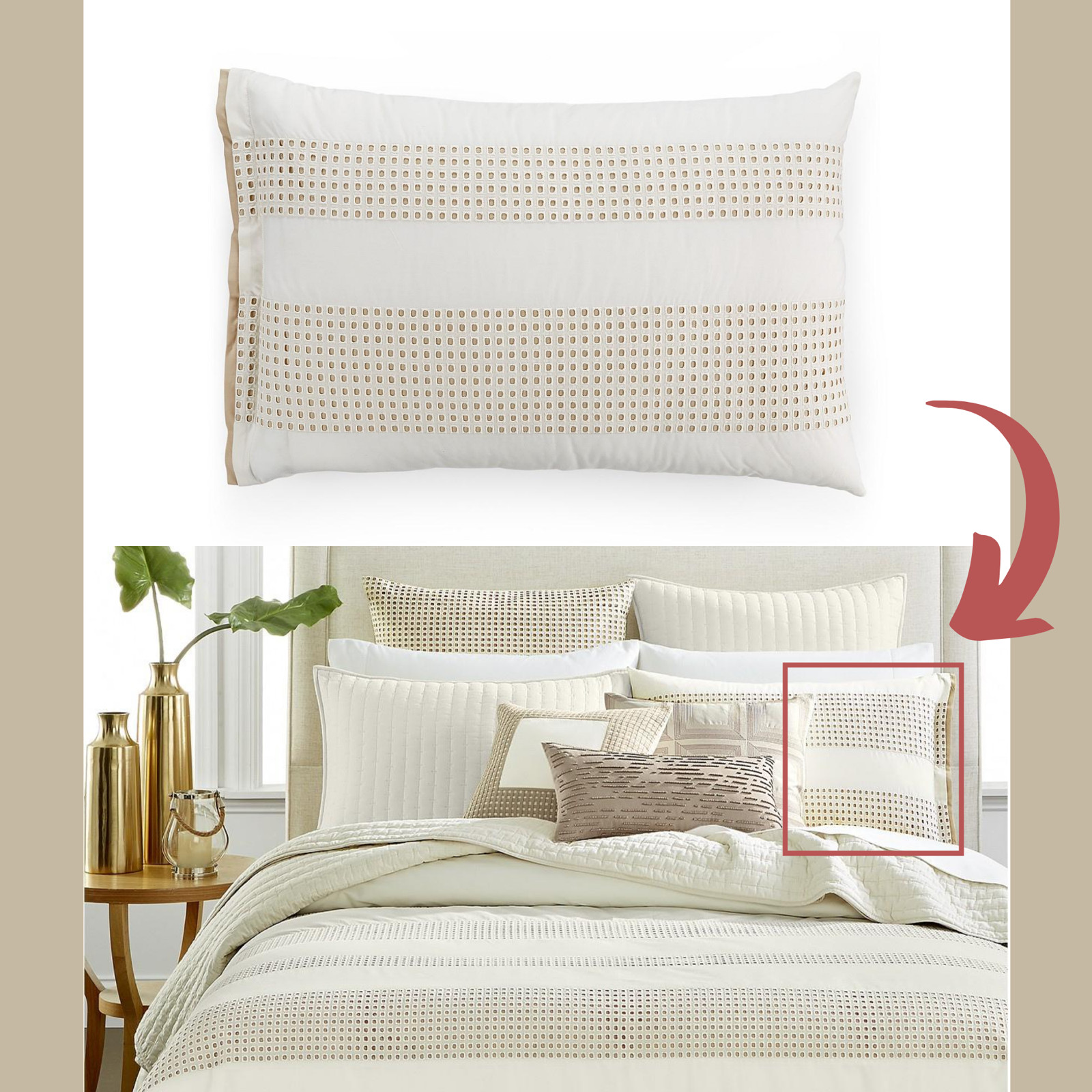 NEW Hotel Collection 100% Cotton Percale Eyelet (1) Standard Sham #237