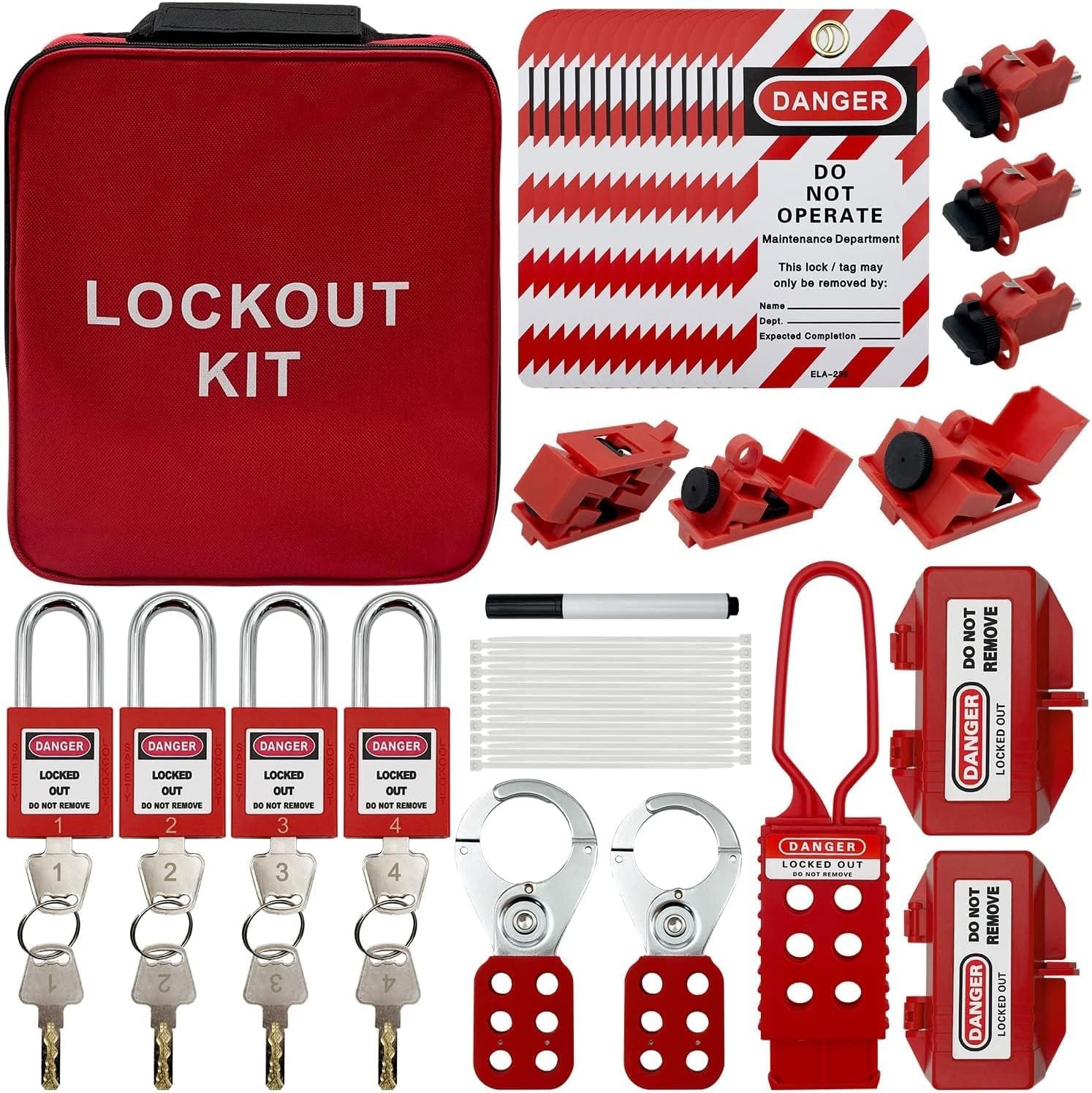 Lockout Tagout Kit Electrical Loto - Clamp-On Circuit Breaker Lockout, Group Loc