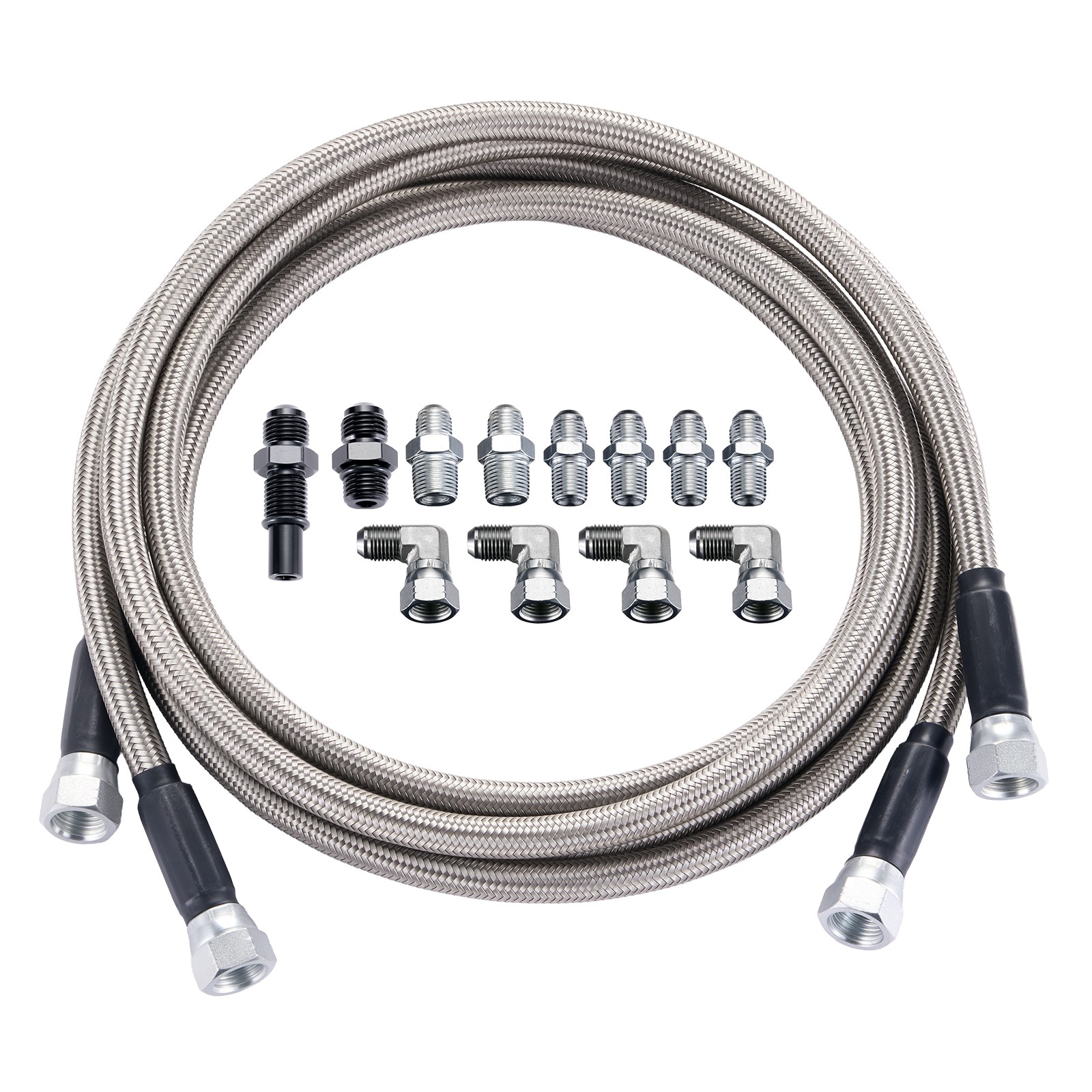 6AN 70" Transmission Cooler Lines - SS Braided Transmission Hose Line 70inch