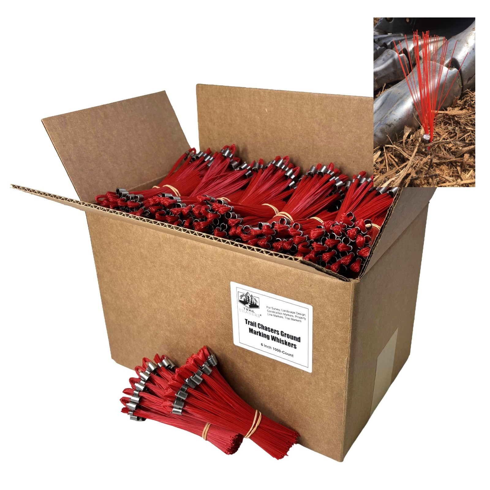 Trail Chasers Red 6" Marking Flags 1000 Pack Survey Construction Landscaping