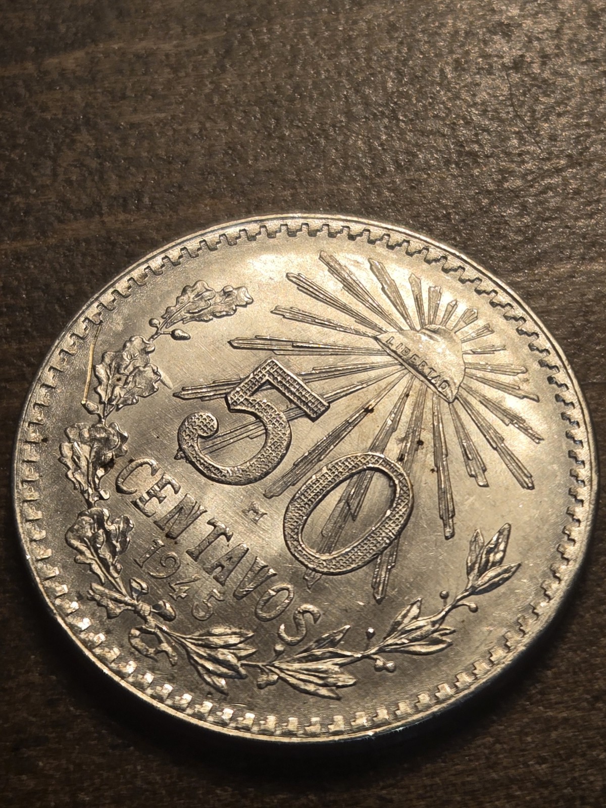 1945M Mexico 50 Centavos .720 Silver Coin