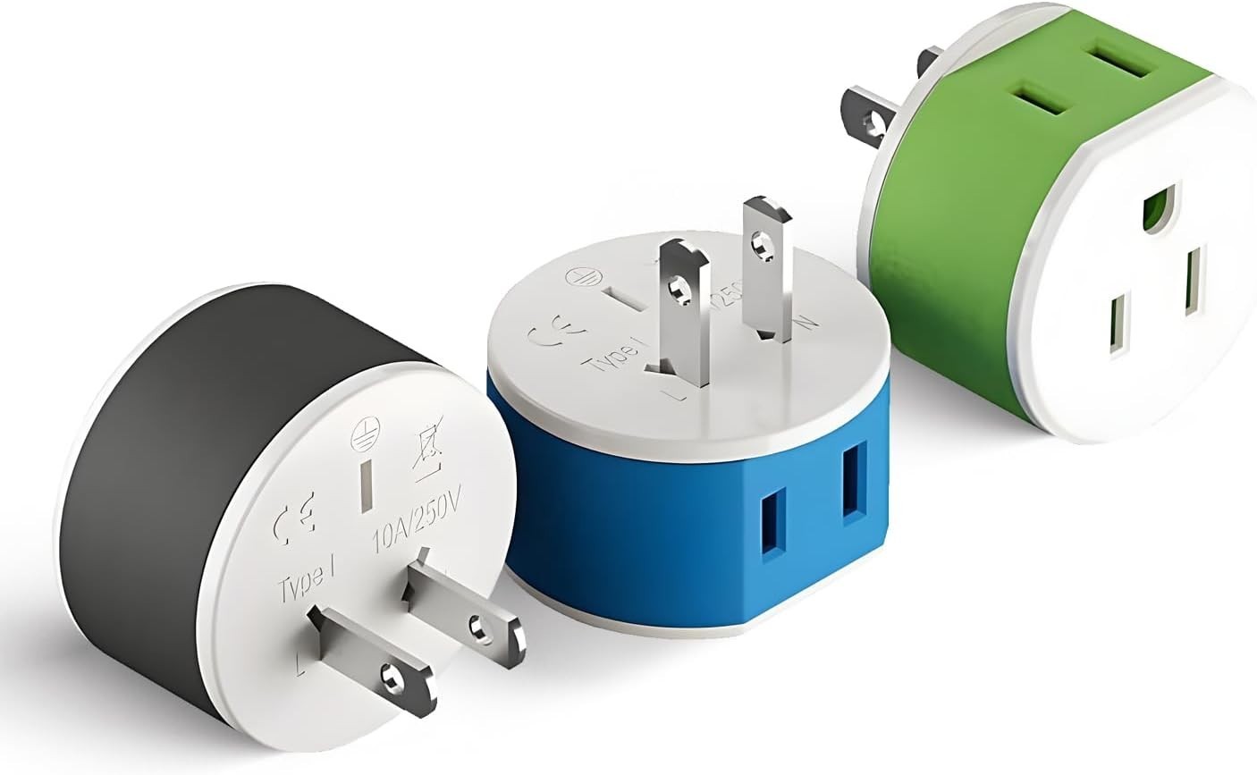 Japan Philippines Power Plug Adapter with 2 USA Inputs - Travel 3 Pack - Type