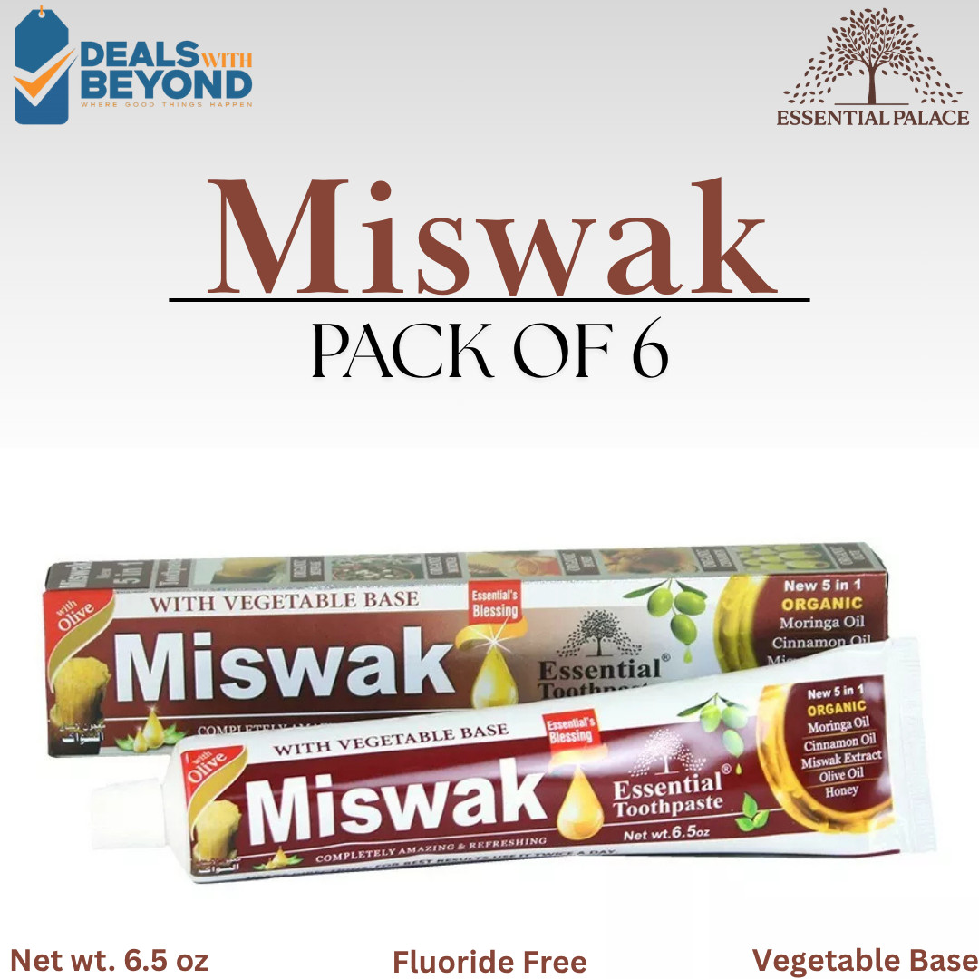 6 Pack Organic MISWAK Toothpaste 5 in 1 Essential Fluoride Free & Vegetable Base
