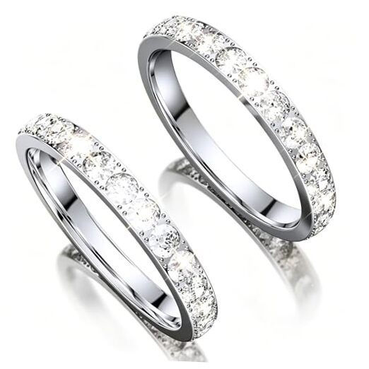 2-Pack 14K Gold Plated Stackable Bands Compatible for Oura 9 Silver+Silver