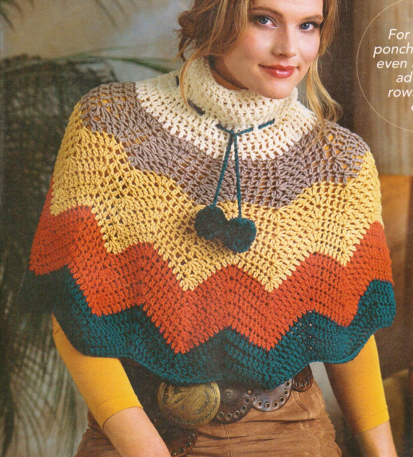 PRAIRIE PONCHO 3 SIZES WOMEN'S CROCHET PATTERN INSTRUCTIONS