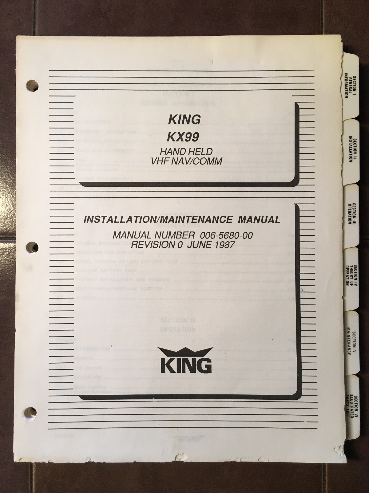 King KX99 VHF Install & Service Manual.