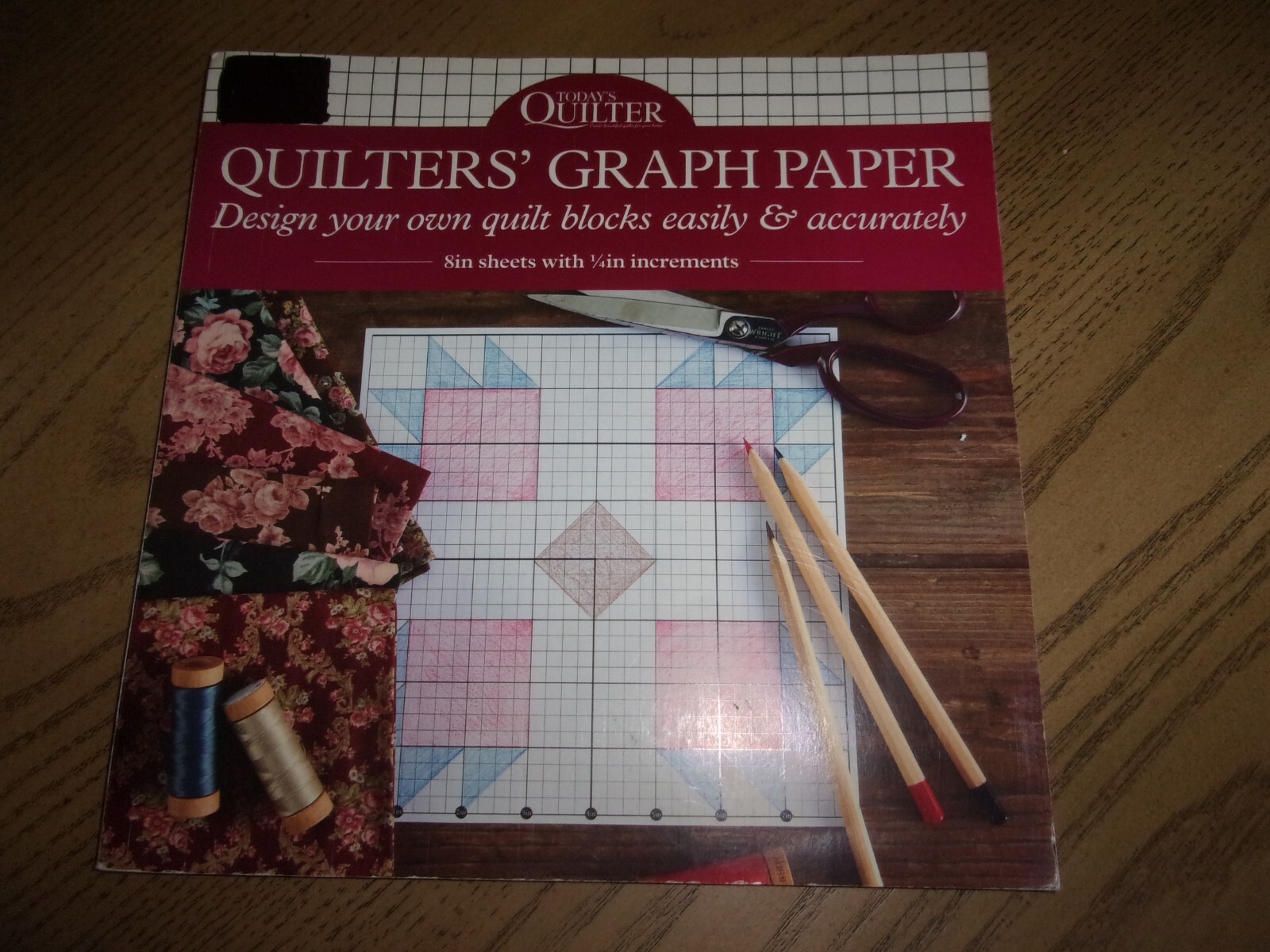 PAD OF QUILTERS' GRAPH PAPER, DESIGN YOUR OWN BLOCKS- 8 IN. WITH 1/4" INCREMENTS