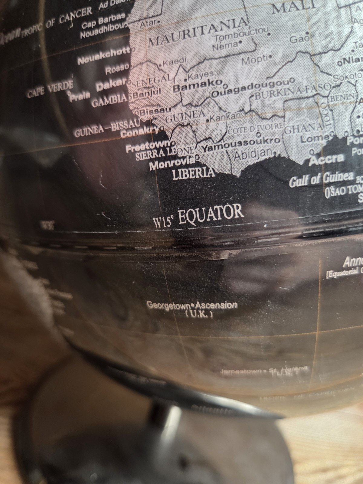 Black Metallic World Globe - 12 Inch Tabletop Globe