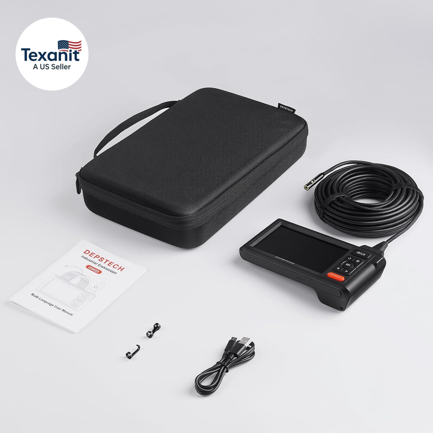 50Ft Sewer Camera, 1080P HD Triple Lens Borescope, 5" IPS Screen Endoscope with